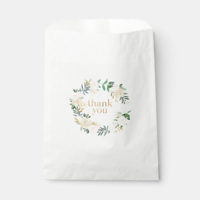 White Floral Wedding Favour Paper Bags (Front)