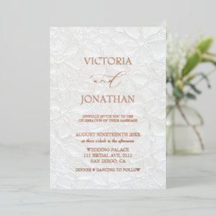White Floral Wedding Foil Invitation