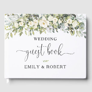 White Floral Wedding Guest Book