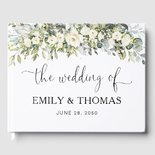 White Floral Wedding Guest Book