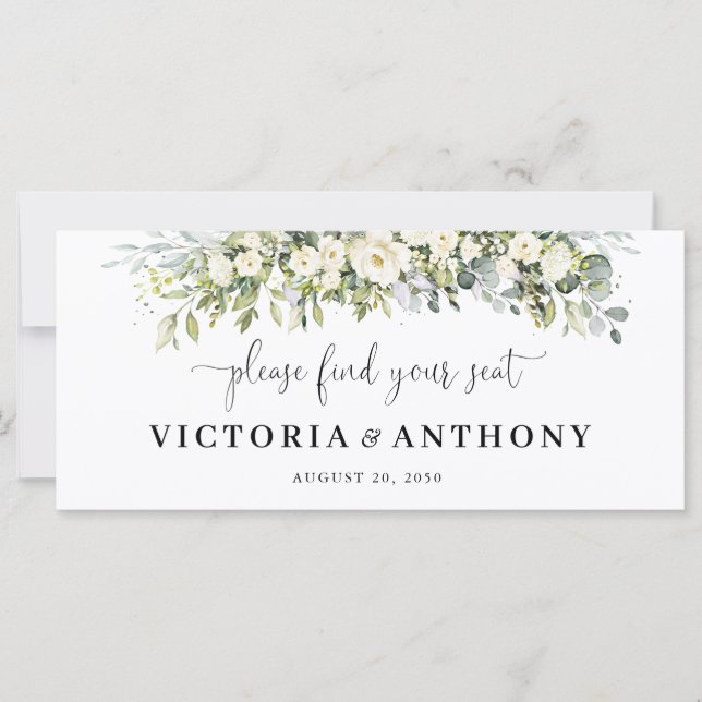 White Floral Wedding Head Table Sign (Front)
