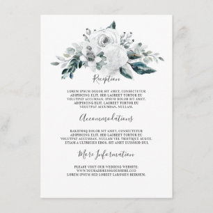 White Floral Wedding Information Guest Enclosure Card