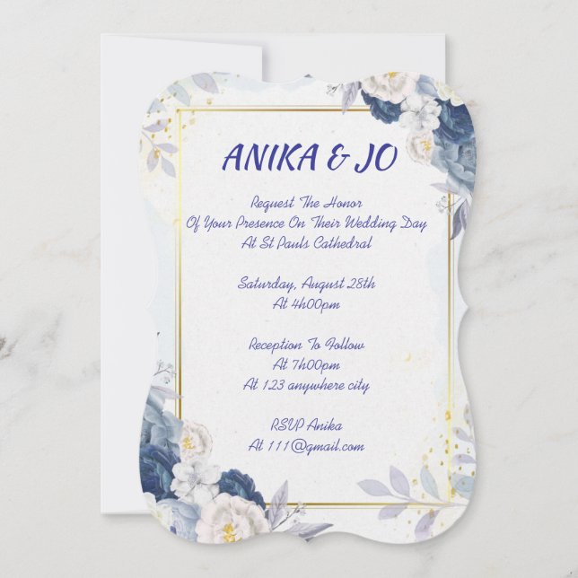 white floral wedding invitation (Front)