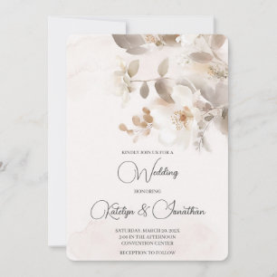 White floral Wedding Invitation