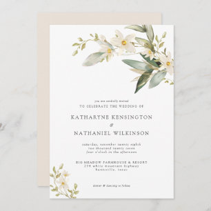White Floral Wedding Invitation