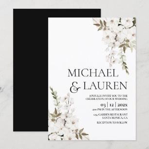 White Floral wedding Invitation