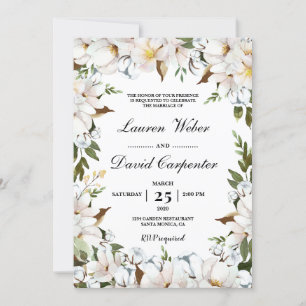 White Floral wedding Invitation