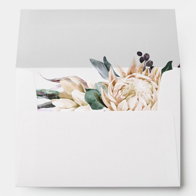 White Floral Wedding Invitation Envelope (Back (Bottom))