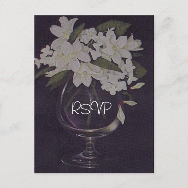 White Floral Wedding Invitation RSVP with Photo (Front)