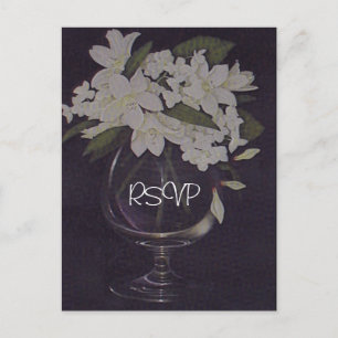 White Floral Wedding Invitation RSVP with Photo Postcard