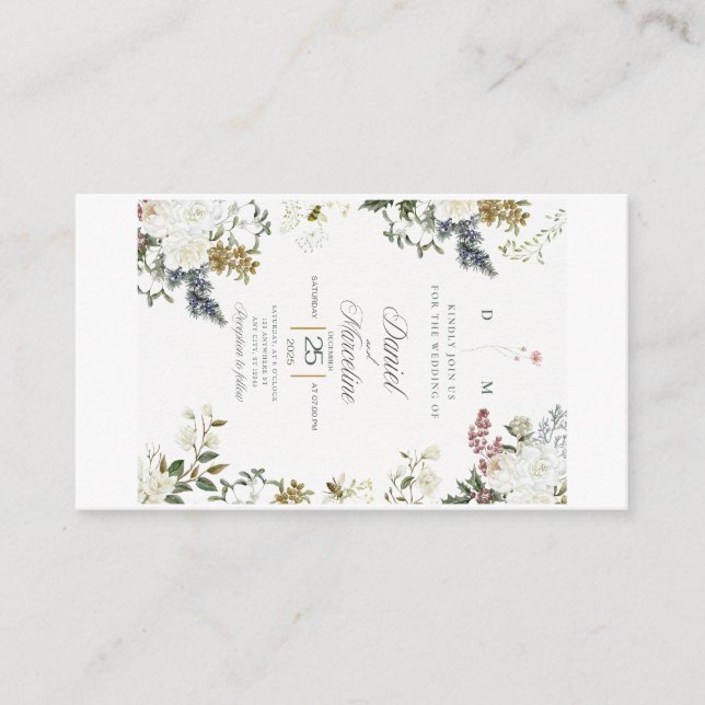 White Floral Wedding Invitation – Save the Date  (Front)