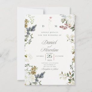 White Floral Wedding Invitation – Save the Date 