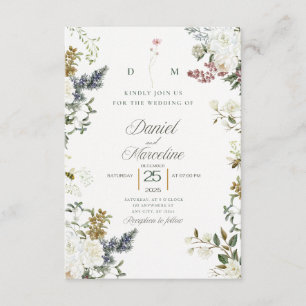 White Floral Wedding Invitation – Save the Date 