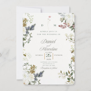 White Floral Wedding Invitation – Save the Date 