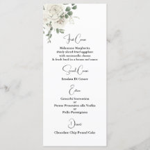 White Floral Wedding Menu Template