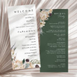 White Floral Wedding Program Programme<br><div class="desc">We designed this White Floral Wedding Program to complete your rustic dark tropical wedding. With its bohemian watercolor greenery to its modern boho winter flowers, including protea, dahlia, and dried lotus, the design is sure to set off your moody, minimalist green and white theme. Change the text and add a...</div>