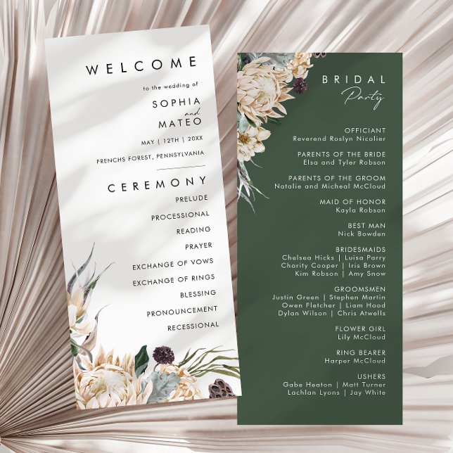 White Floral Wedding Program Programme (Creator Uploaded)