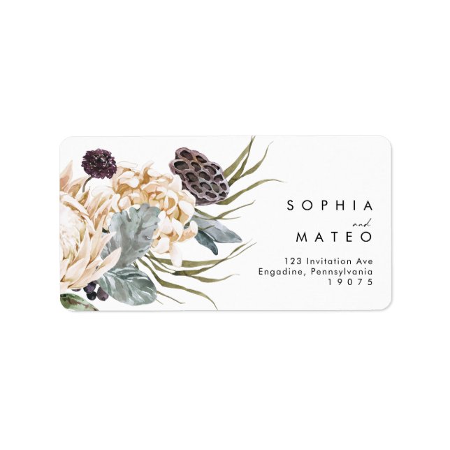 White Floral Wedding RSVP Address Label (Front)