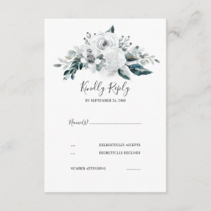 White Floral Wedding RSVP Card