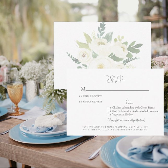 White Floral Wedding RSVP Card (Creator Uploaded)