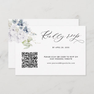 White Floral Wedding Rsvp Online with Scan QR Code Enclosure Card
