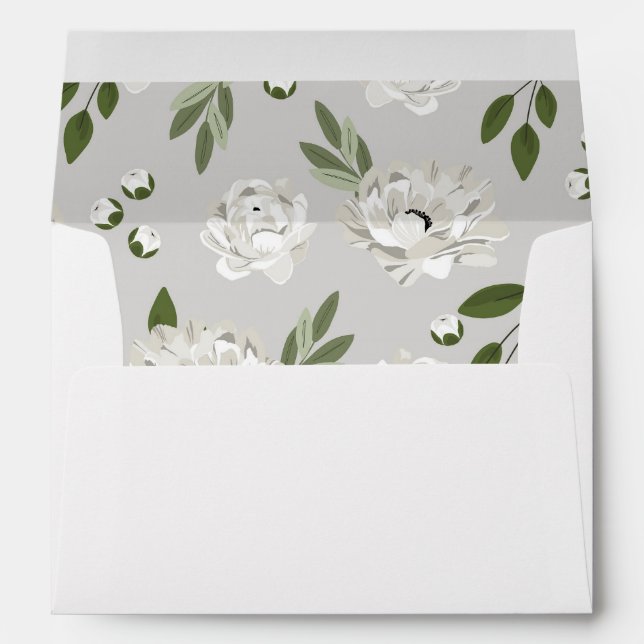 White Floral Wedding Sprigs Invitation Envelope (Back (Bottom))