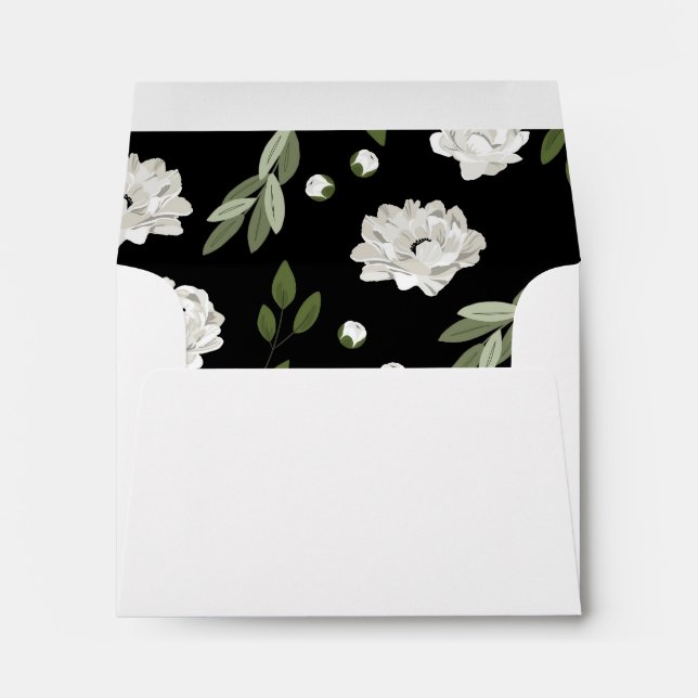White Floral Wedding Sprigs RSVP Envelope (Back (Bottom))