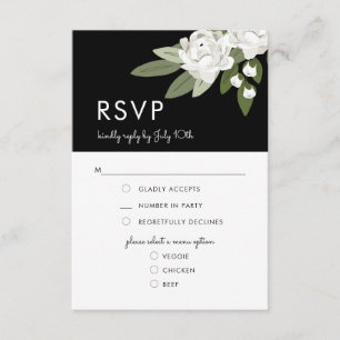 White Floral Wedding Sprigs, RSVP Menu Card