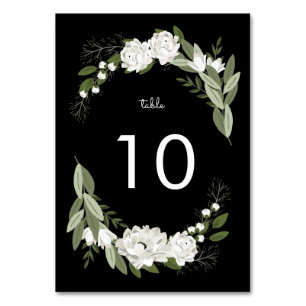 White Floral Wedding Sprigs Table Number