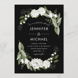 White Floral Wedding Sprigs - Wedding Invite