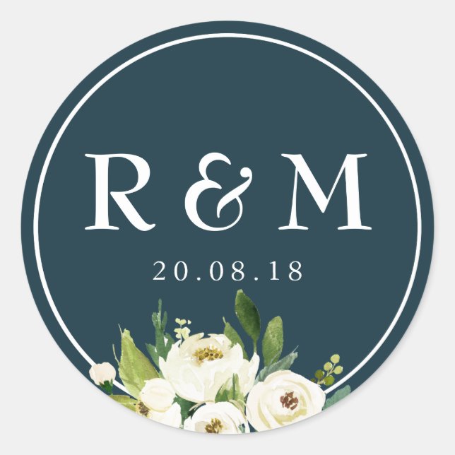white floral wedding sticker (Front)