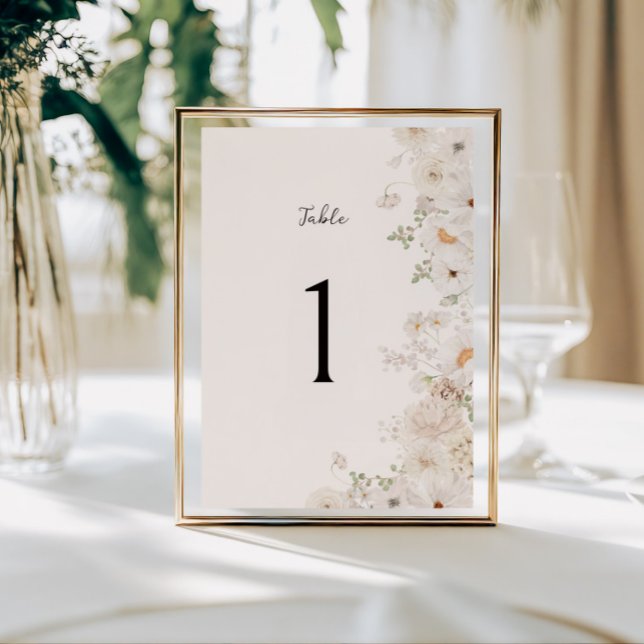 White Floral Wedding Table Number (Creator Uploaded)