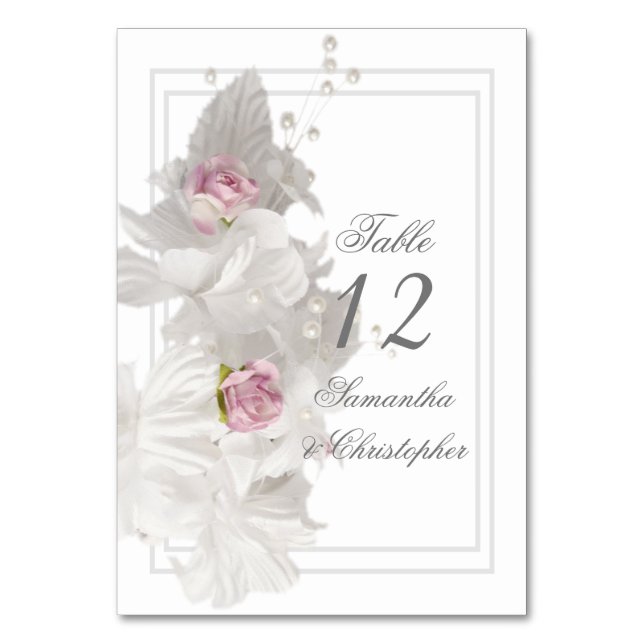 White floral  wedding table number (Front)