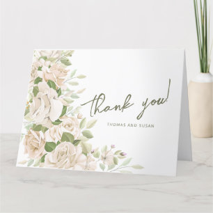 White Floral Wedding Thank You , Greenery Wedding