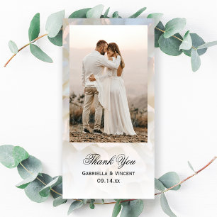 White Floral Wedding Thank You Photo Card