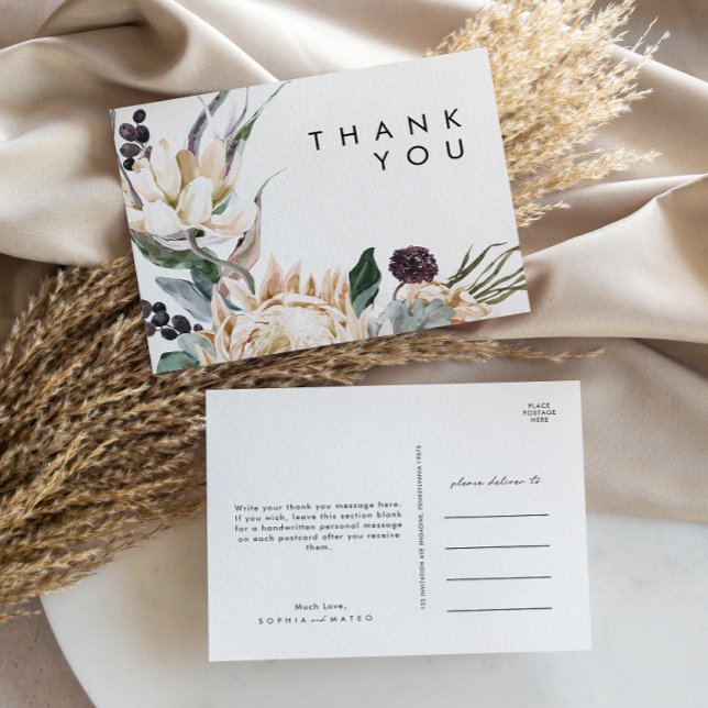 White Floral Wedding Thank You  Postcard (Creator Uploaded)