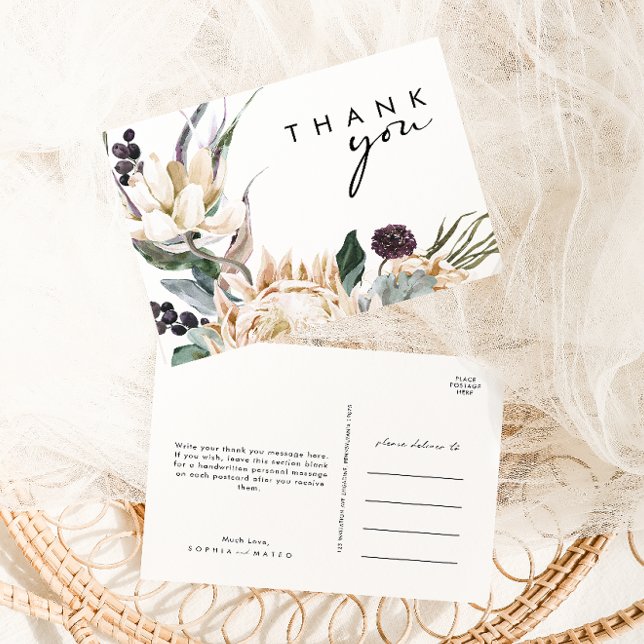 White Floral Wedding Thank You Postcard (Creator Uploaded)