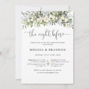 White Floral Wedding The Night Before Invitation