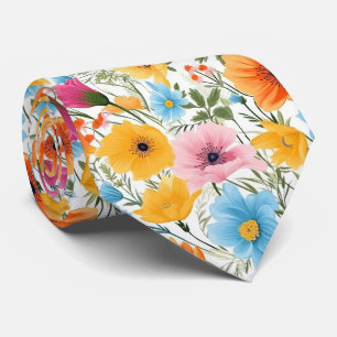 White Floral Wedding Tie