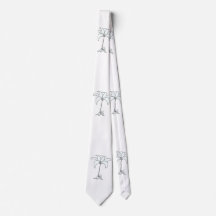 White Floral White Tropical Neck Tie