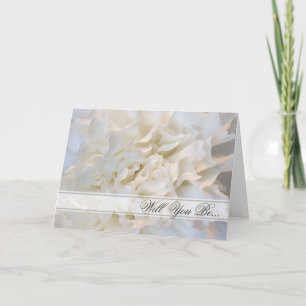 White Floral Will You Be My Bridesmaid Invitation