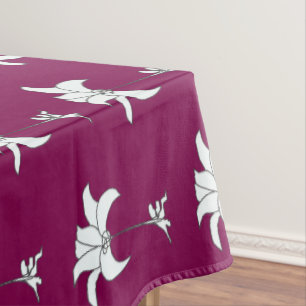  White Floral Wine Tablecloth