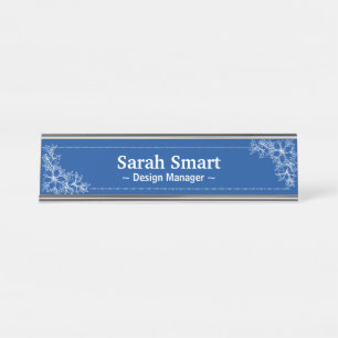 White Floral with frame Desk Name Plate