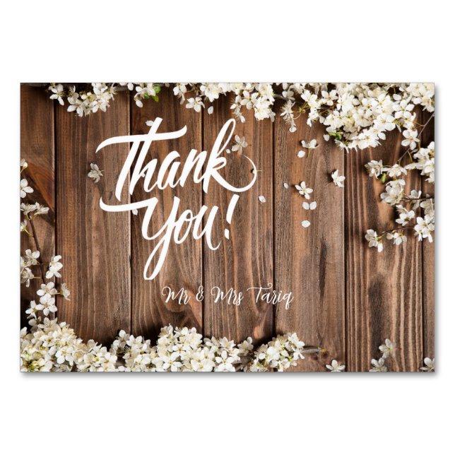  White Floral Wood Texture Wedding Thankyou Cards (Front)
