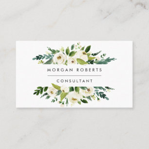 White Floral Wreath All Professions / Trades Business Card