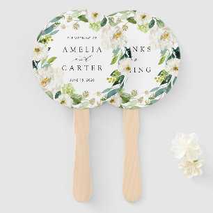 White Floral Wreath Wedding Hand Fan