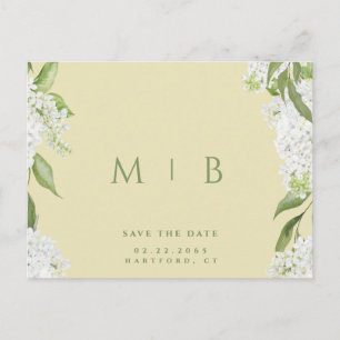 White Floral Yellow Modern Wedding Save Date Postcard