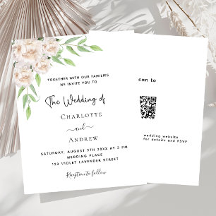White florals greenery QR RSVP budget wedding