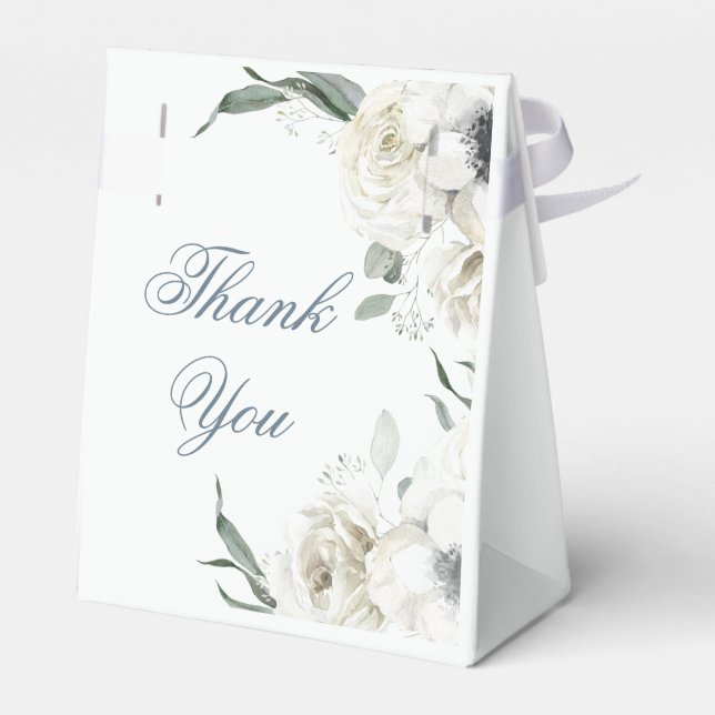 White Florals Greenery Wedding Thank You Favour Bo Box (Back Side)