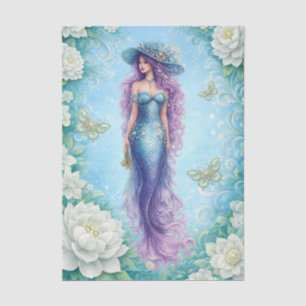 White Florals Mermaid & Butterflies Decoupage Tissue Paper